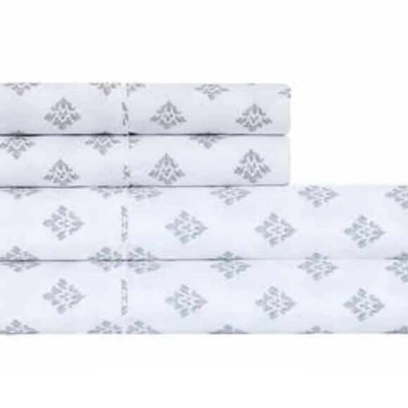 Other - South Point Home Brushed Microfiber 4pc Soft Sheet Set in Gray Medallion, FULL